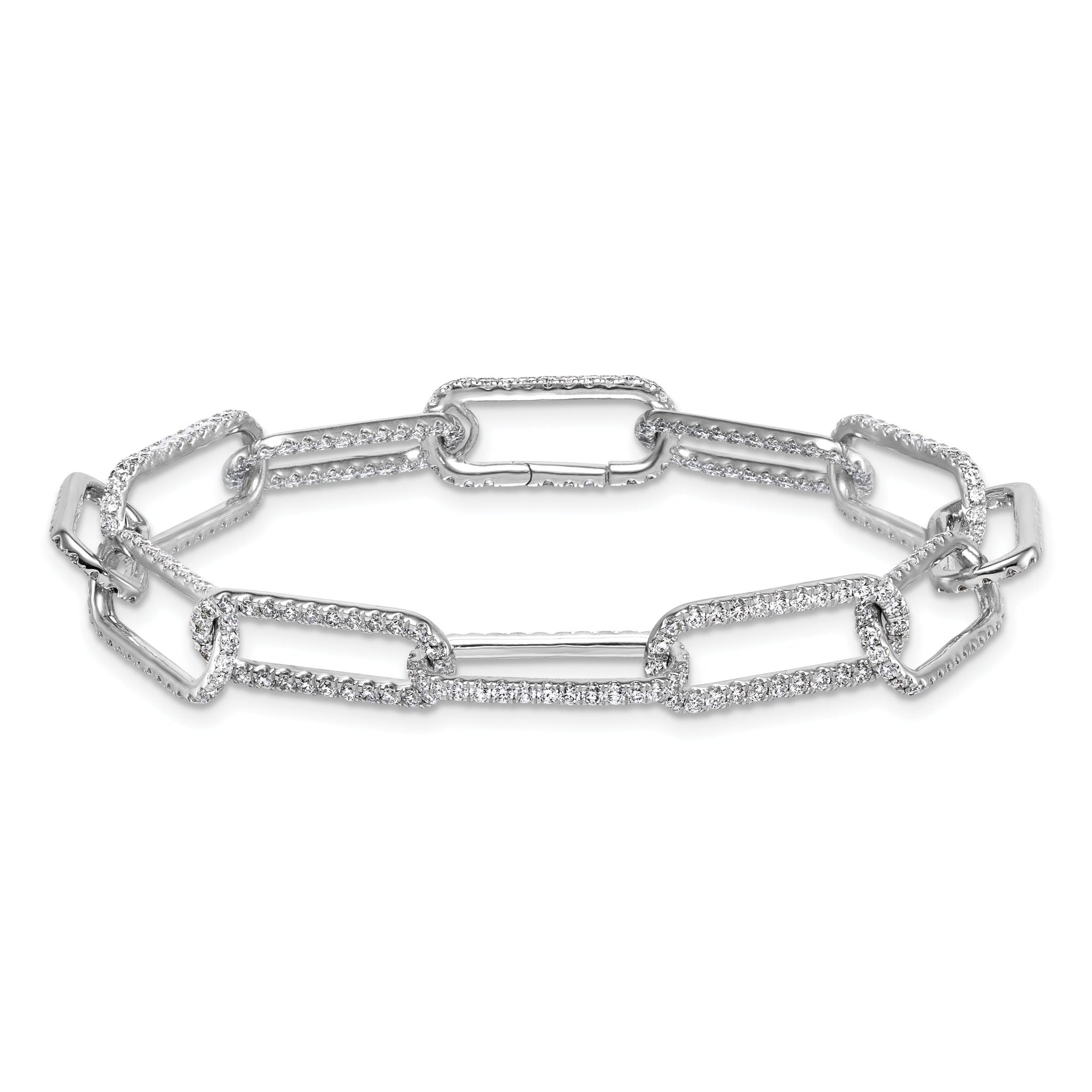 True Origin 14k White Gold 3 1/2 carat Lab Grown Diamond VS+ F+ 7 inch Link Bracelet with a 1 inch extension