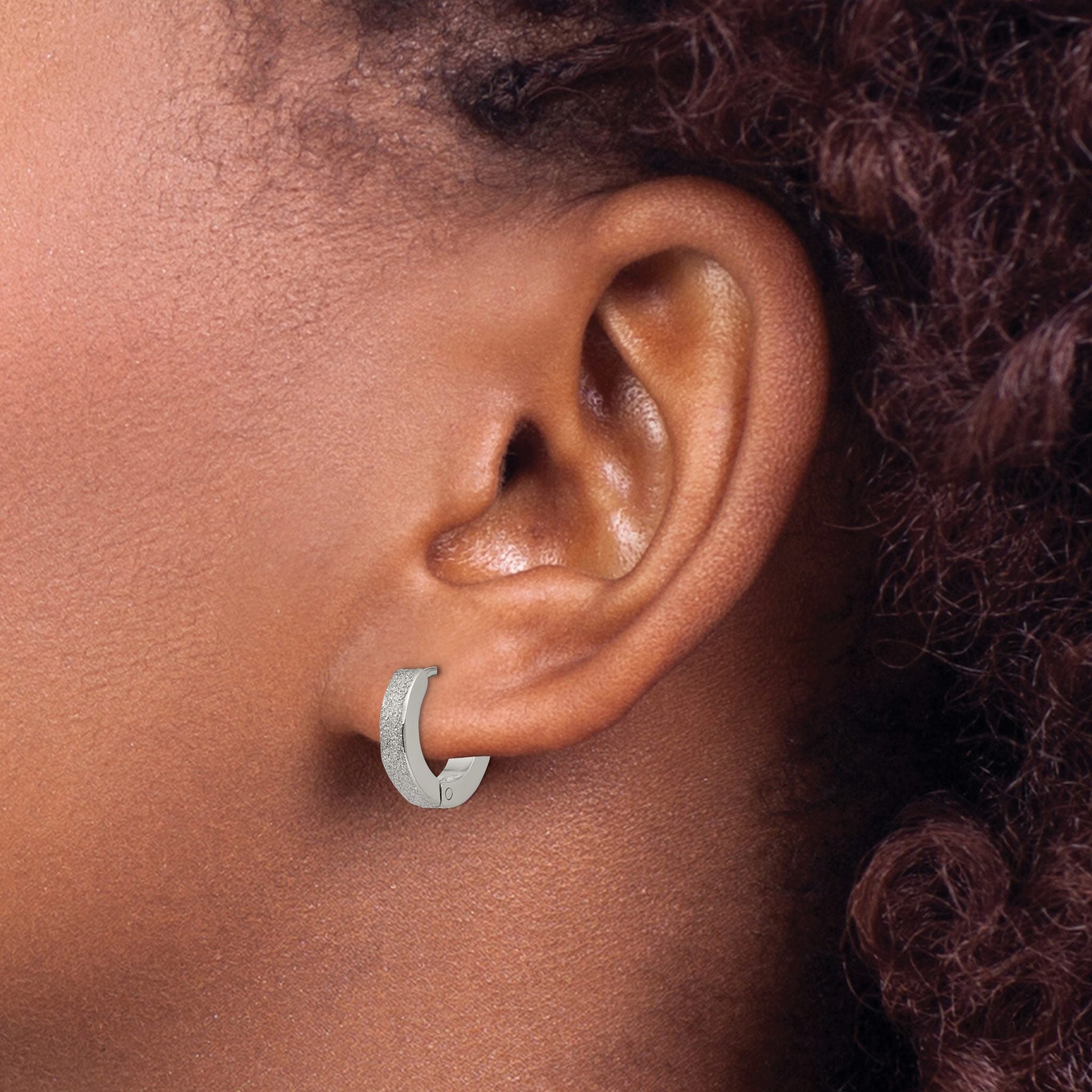 Stainless Steel Polished Hinged Huggie Hoop Earrings