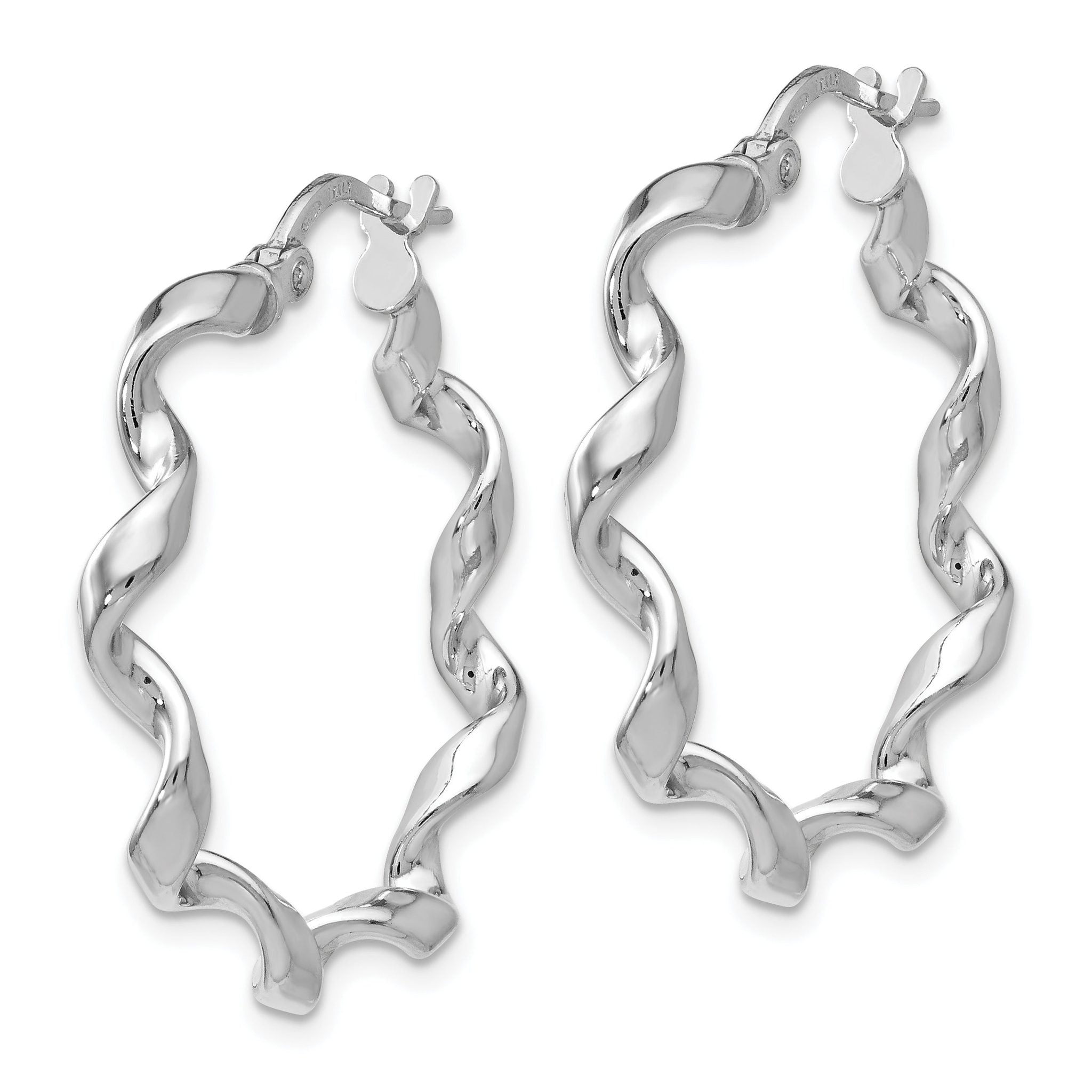 Sophia Jewelers Sterling Silver Twisted Hoop Earrings with Polished Rhodium Finish Secondary image