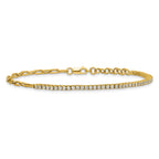 14K Polished Complete 3/4 carat Diamond Paperclip Link 7 inch Bracelet with 1 inch Extender
