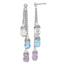 Sterling Silver Dangle Earrings with Amethyst, Blue & White Topaz Stones