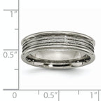 Grooved & Beaded Wedding Band in Titanium, 6mm