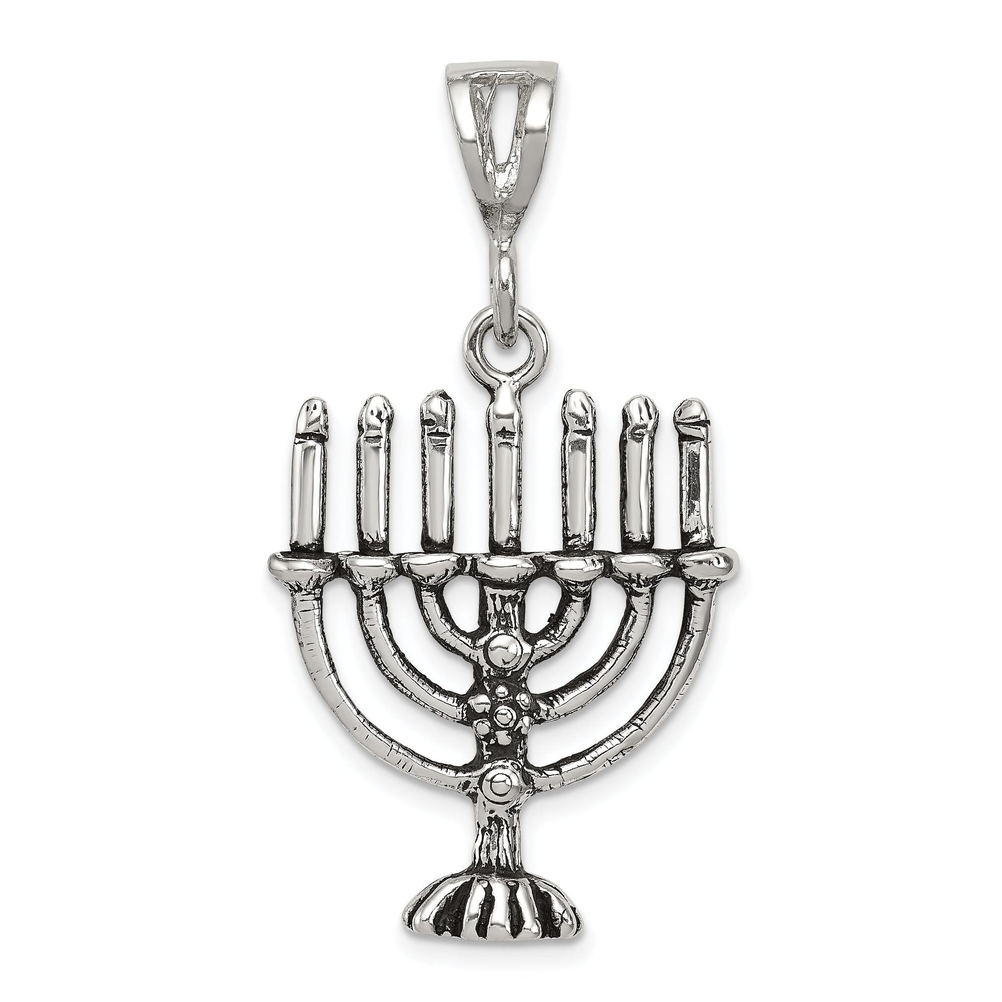 Sophia Jewelers Sterling Silver Antiqued Menorah Charm Vintage Inspired Main image