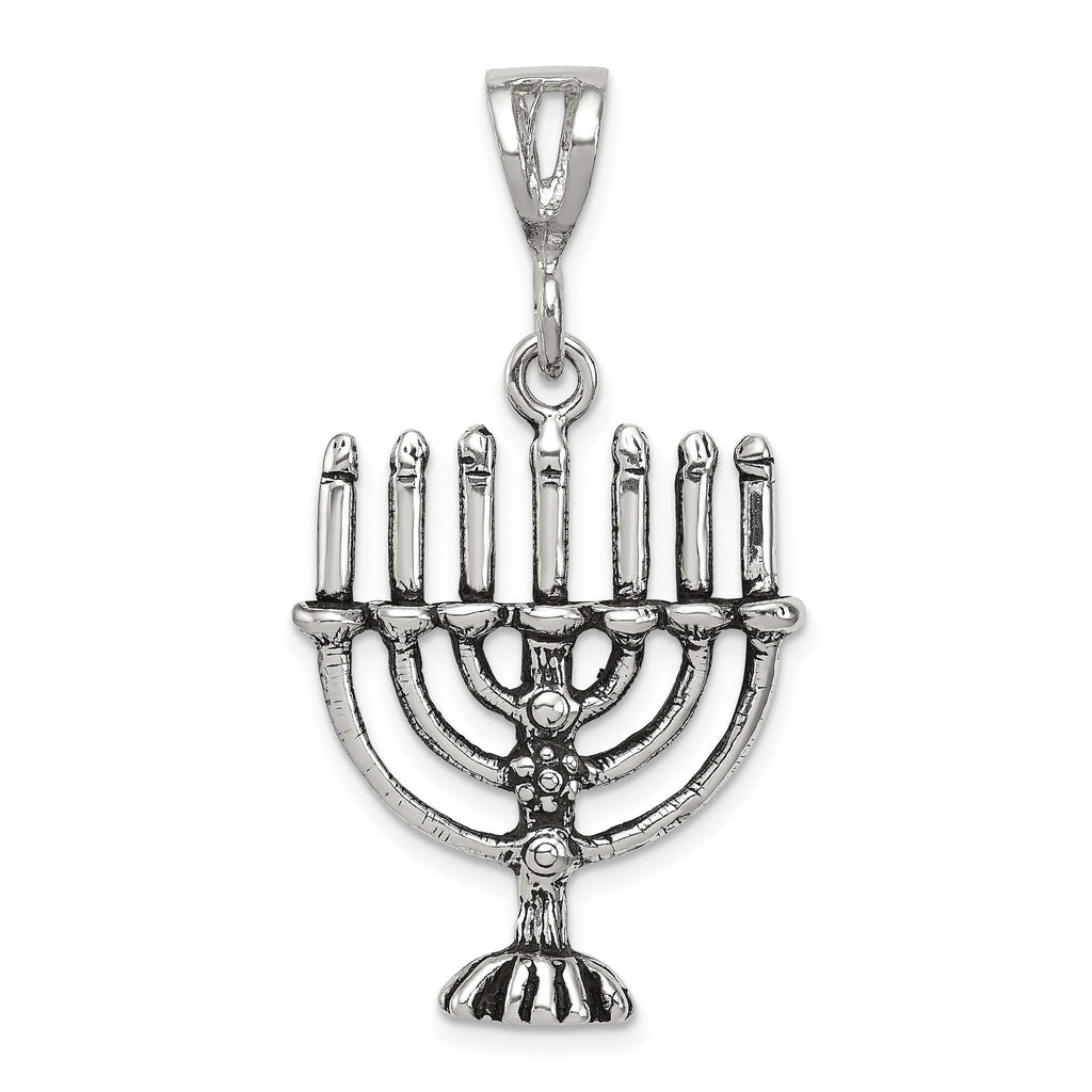 Sophia Jewelers Sterling Silver Antiqued Menorah Charm Vintage Inspired