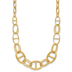 14K Polished and Diamond cut Fancy Link Necklace