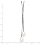 Sterling Silver Rhodium-plated 7-8mm Teardrop Freshwater Cultured Pearl 16 inch with 2 inch Extension Drop Necklace