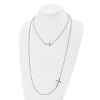 Gold Tone Stainless Steel Layered Necklace with Polished Sideways Cross for Women