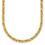 14K Polished Square Twisted Link Necklace