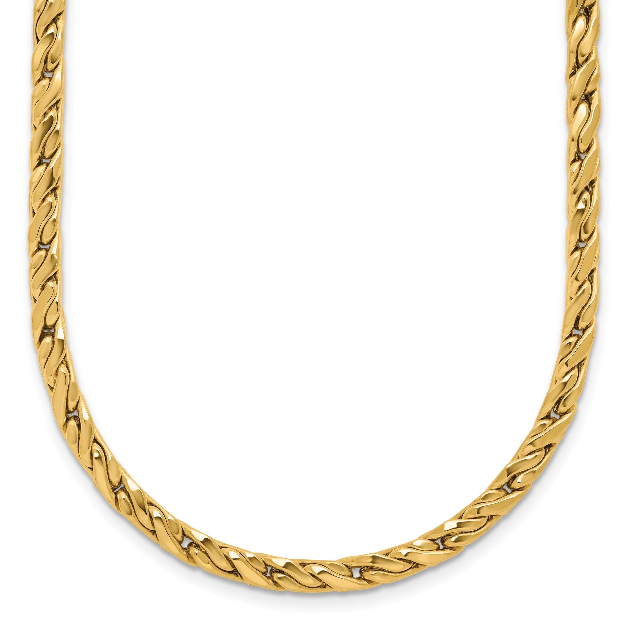 14K Polished Square Twisted Link Necklace