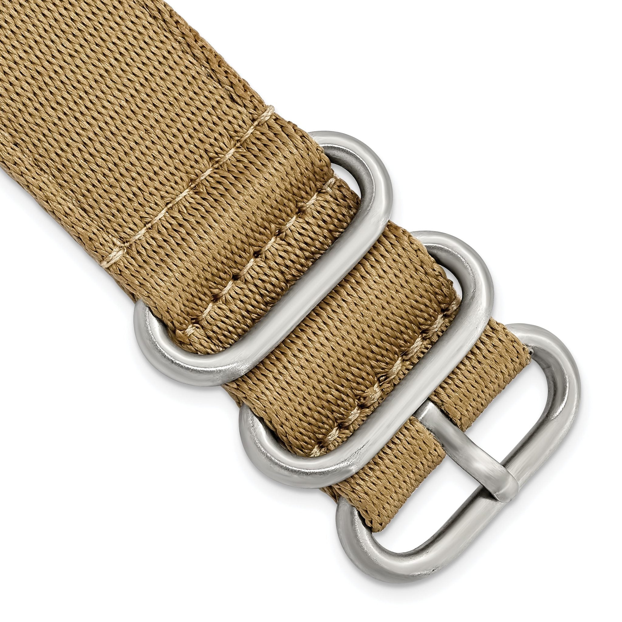Two-Piece Ballistic Nylon Watch Band in Khaki Brown, 18mm