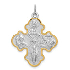 Sterling Silver Rhodium-Plated 4-Way Medal Pendant with Polished Finish