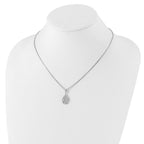 Sterling Silver Diamond Leaf Pendant Necklace with Rhodium Finish and Extender