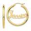 10k Yellow Gold Satin and Diamond-cut Name Plate Hoop Earrings