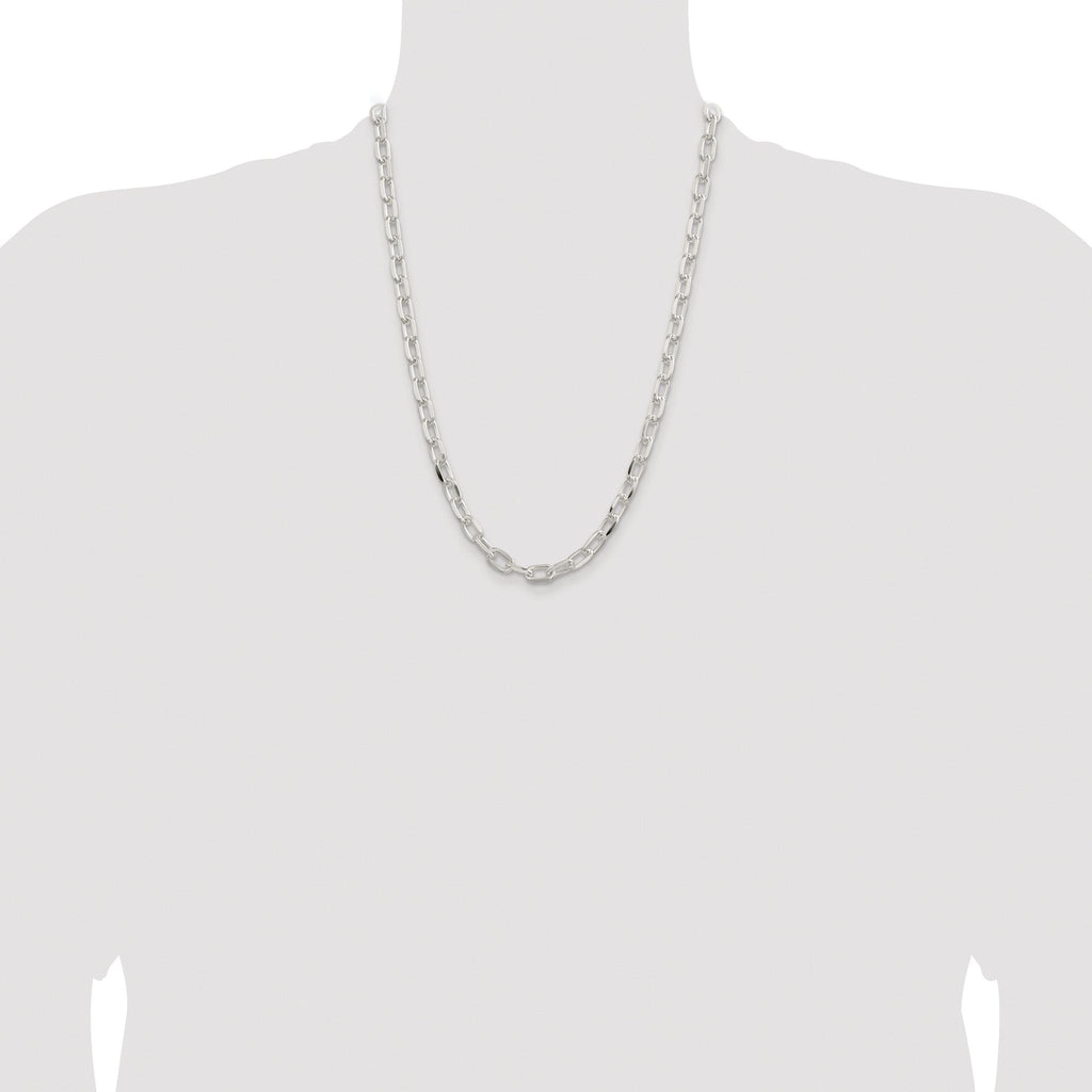 Sterling Silver Rhodium-plated 7.5mm Diamond-cut Long Link Cable Chain