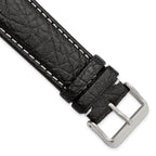 Sport Watch Band in Black Leather with White Stitching, 26mm