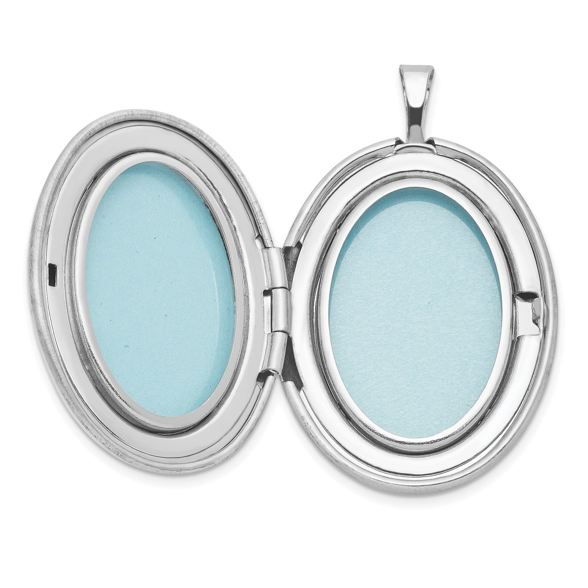 Sterling Silver RH-plated Satin/Polished St. Christopher 26mm Oval Locket