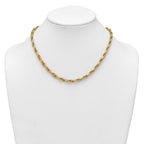 14k Polished And Textured 4.5mm Flat Rope Chain 18.25 inch Necklace