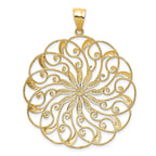 14K Gold and White Rhodium Meridian Swirl Pendant Elegant Statement Piece