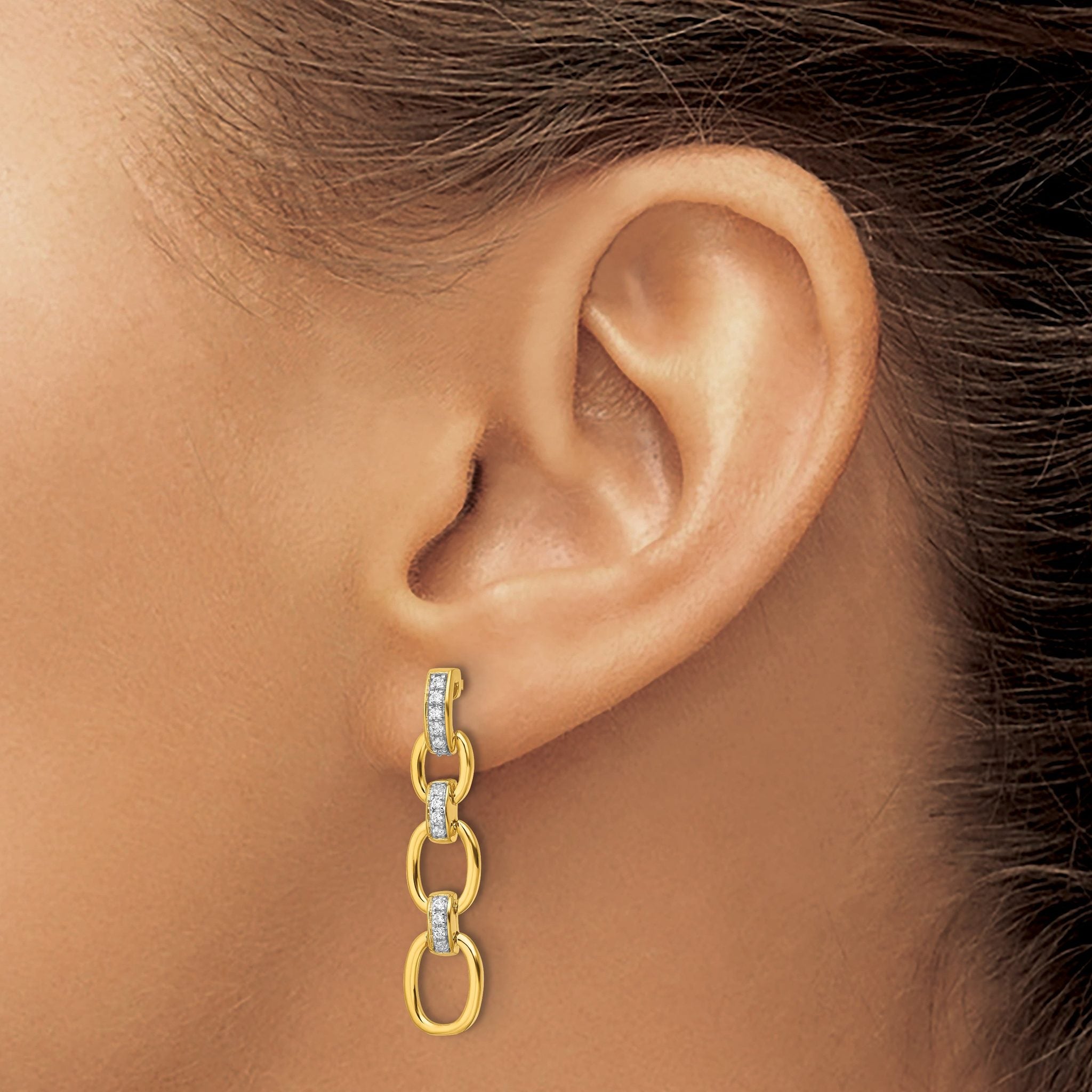 14k 1/6 carat Lab Grown Diamond VS/SI+ G+ Complete Fashion Dangle Link Post Earrings