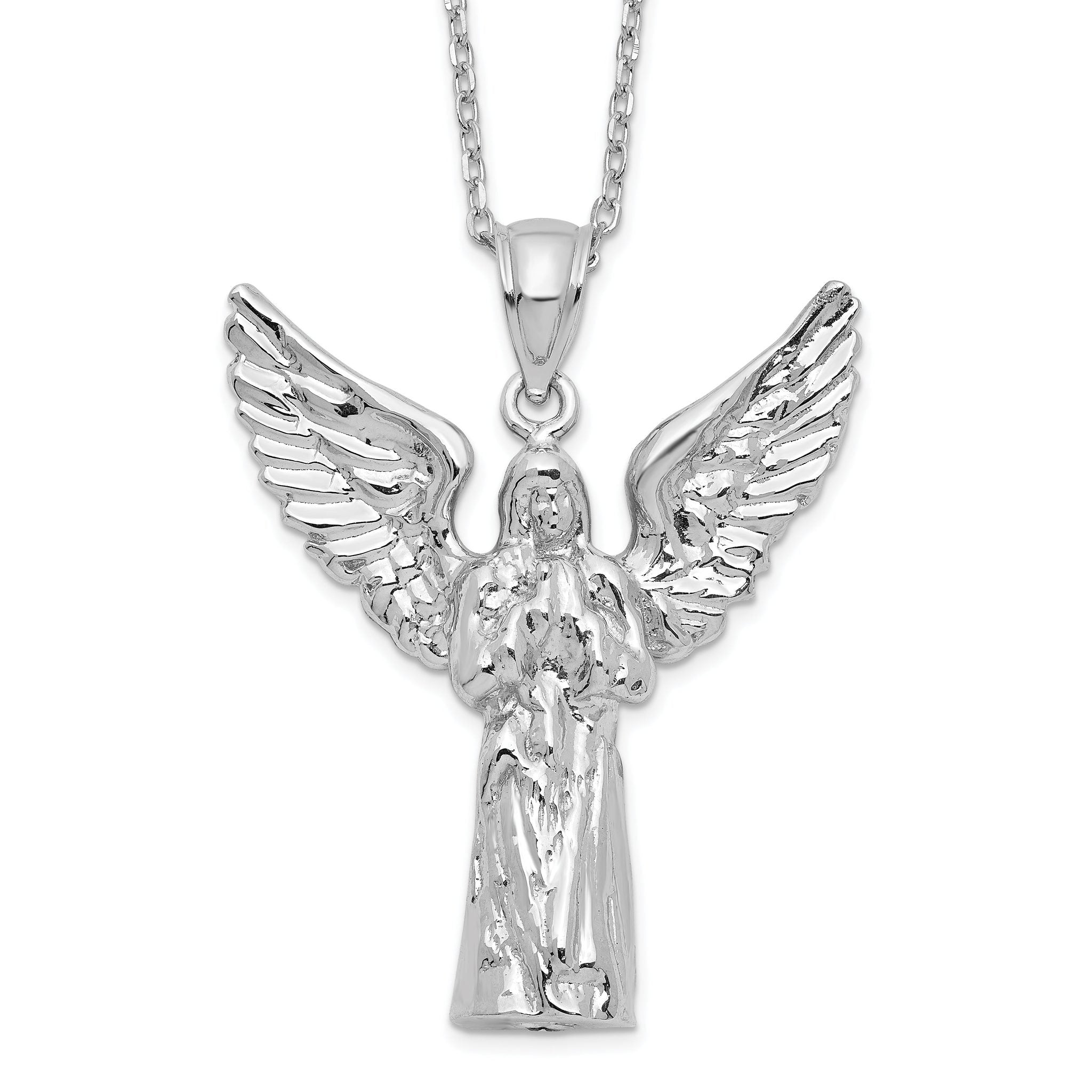 Sterling Silver Rhodium-Rhodium-Plated Angel Ash Holder 18in Necklace Main image