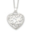 Sterling Silver 925 Filigree Swirl Heart Necklace with Polished Finish