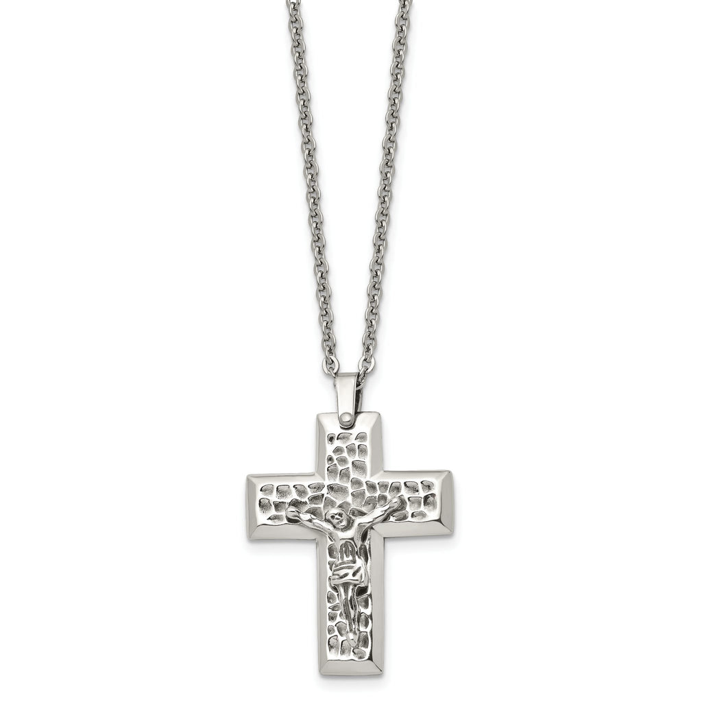 Sophia Jewelers Unisex Stainless Steel Crucifix Pendant Necklace 20 Gift Ready