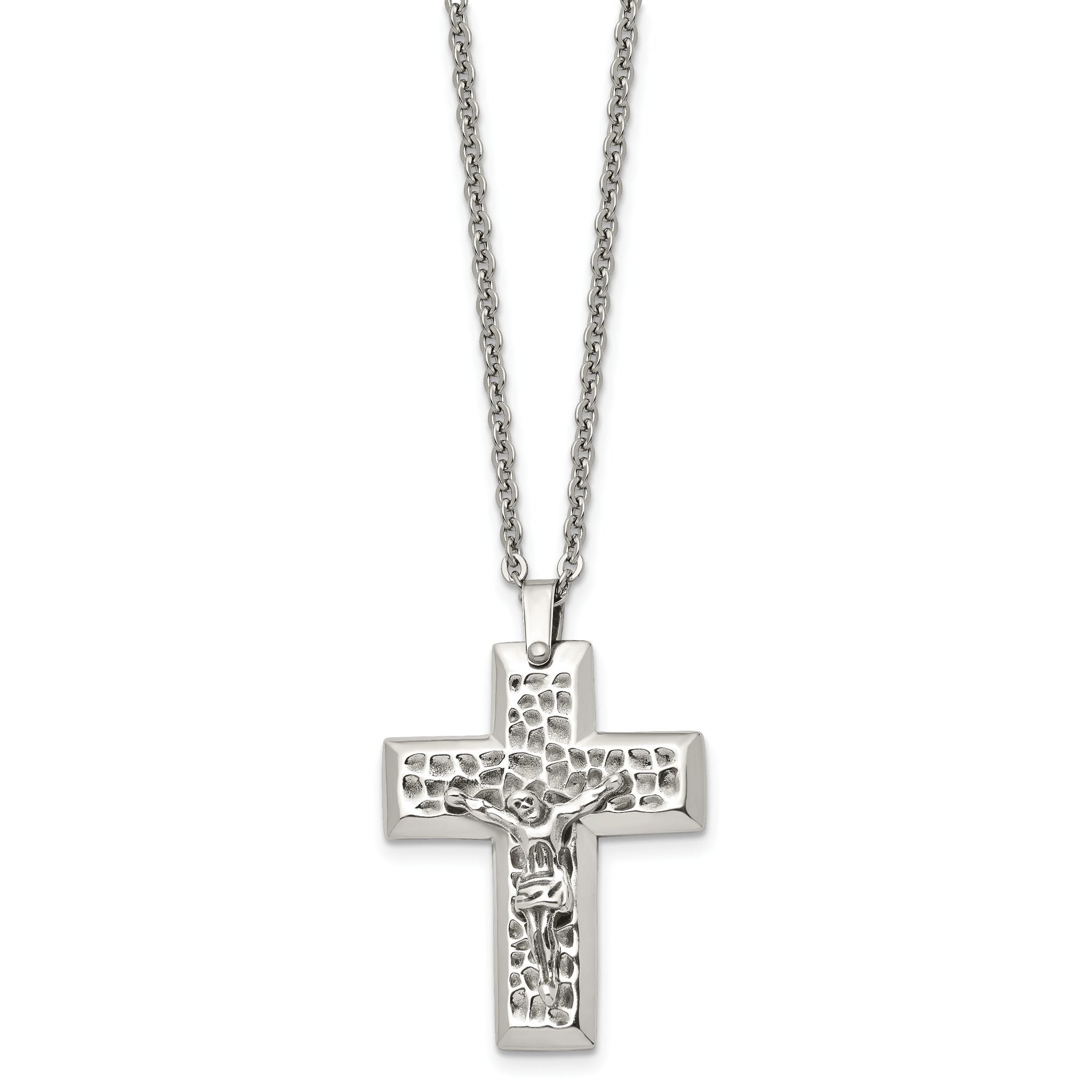 Sophia Jewelers Unisex Stainless Steel Crucifix Pendant Necklace 20 Gift Ready