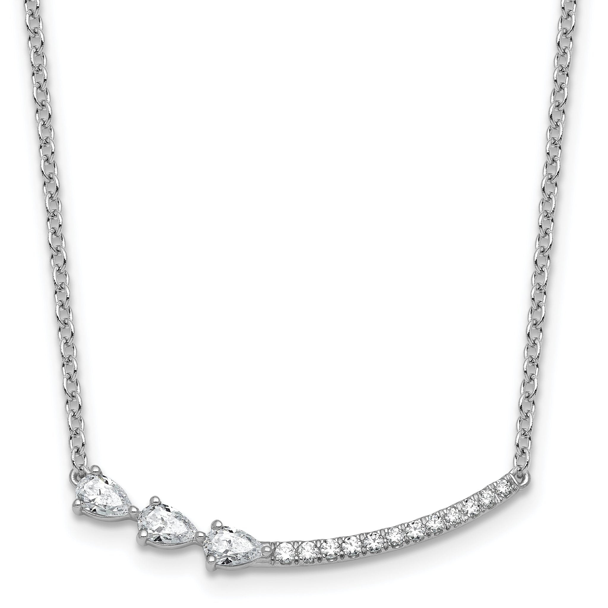 14k White Gold 3/4 carat Lab Grown Daimond VS+ F+ Complete 18 inch Fashion Bar Necklace