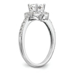 14K White Gold Halo (Holds 1/2 carat (5.00mm) Round Center) 1/2 carat Diamond Semi-Mount Engagement Ring
