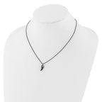 Sterling Silver Antiqued Enamel 3D Horn With 1.5 in ext. Necklace