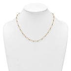 14k Two-tone Polished Paperclip Links and Faceted Beads 18 inch Necklace