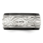 Sterling Silver Inlay Wedding Band in Black Titanium, 11mm