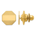 14K Gold Men's Polished Octagonal Tie Tac with Grooved Design