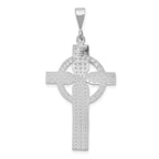14K White Gold Celtic Cross Charm with Polished Rhodium Finish