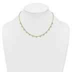Sterling Silver Gold-tone Polished Pave CZ Hearts 16 Inch with 2 Inch Extension Necklace