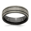 Titanium Wedding Band with Grooved Texture and Polished Finish