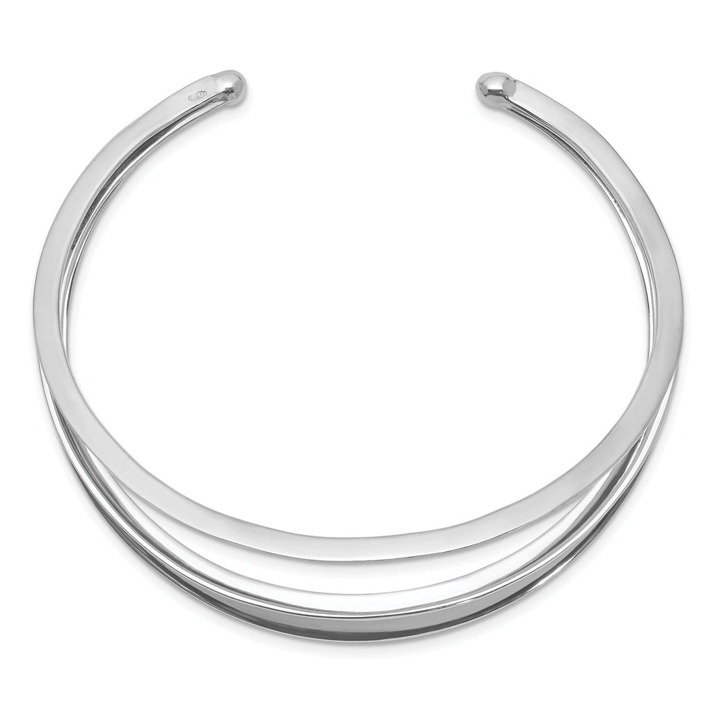 Sterling Silver Rhodium-plated 3-Bar Cuff Bangle