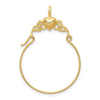 14K Gold Polished Heart Charm Holder Pendant  Elegant Solid Design