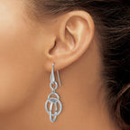 Sterling Silver Rhodium-plated Polished Circle Dangle Earrings