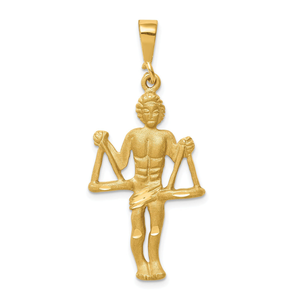 14K Gold Satin Diamond-Cut Libra Zodiac Charm  Elegant, Themed Design