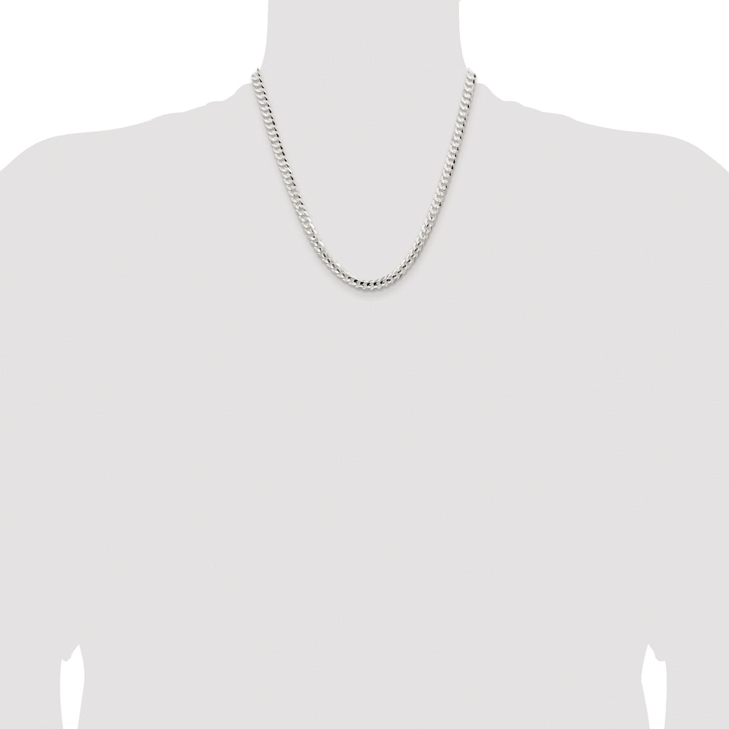 Concave Beveled Curb Chain in Sterling Silver, 5.65mm