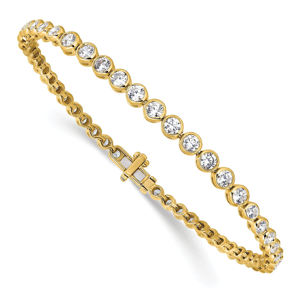 14k 3 carat Lab Grown Diamond VS/SI+ G+ Complete Round Bezel Set 7 inch Tennis Bracelet
