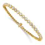 14k 3 carat Lab Grown Diamond VS/SI+ G+ Complete Round Bezel Set 7 inch Tennis Bracelet