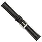 Matte Alligator-Grain Leather Watch Band in Black, 14mm