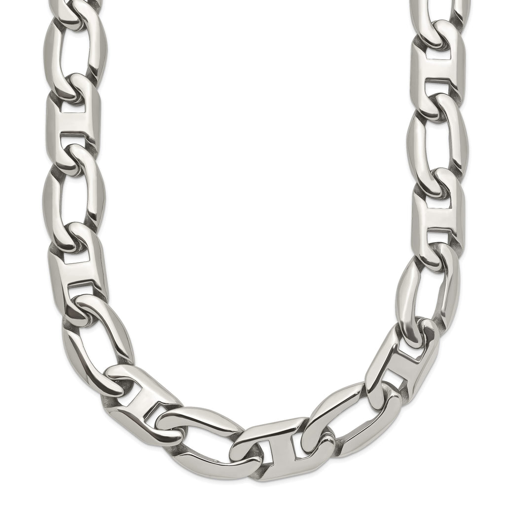 Sophia Jewelers Men's Polished Stainless Steel Necklace Gift Ready 24 Inch