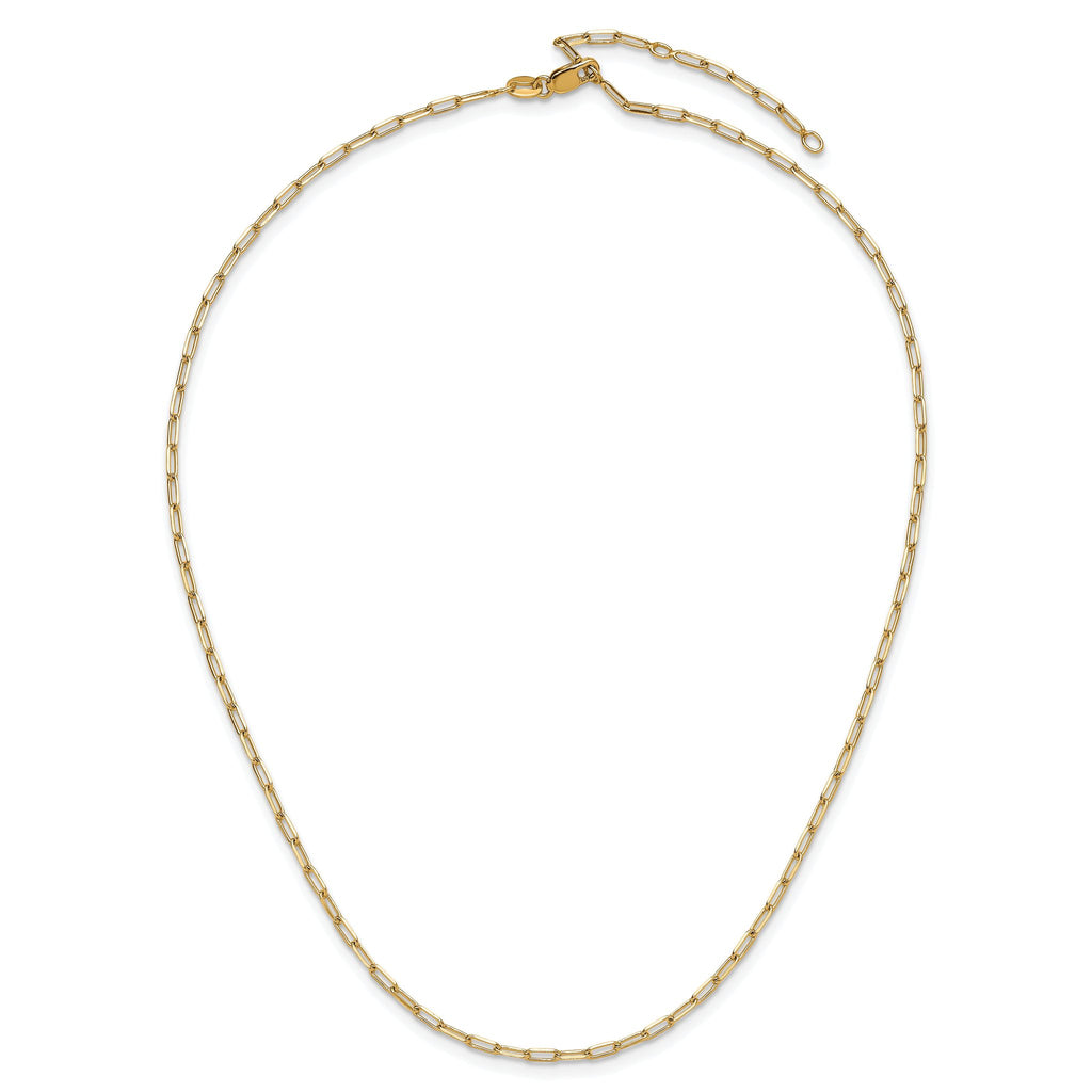 Sterling Silver Gold-plt 2.3mm Paperclip 1in+1in Adjustable Chain