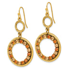 1928 Gold-tone Light & Dark Colorado Champagne Crystal Dangle Earrings