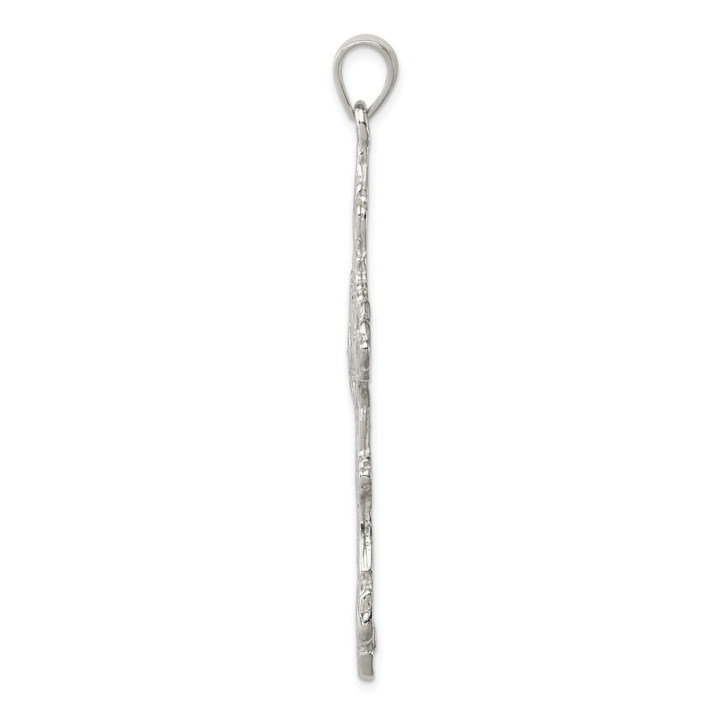 Sterling Silver 925 INRI Cross Pendant with Polished Anti-Tarnish Finish