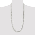 Pavé Flat Figaro Chain in Sterling Silver, 6.75mm