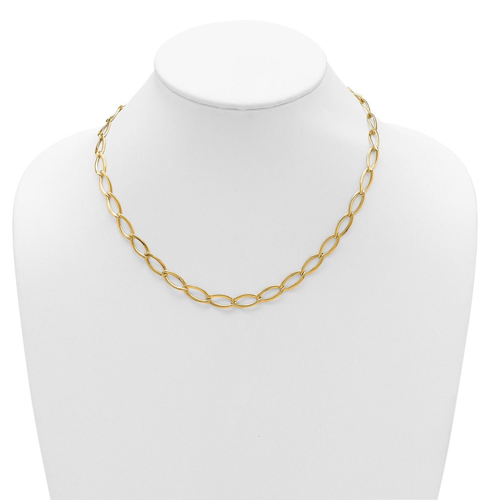 14K Polished Fancy Oval Link Necklace